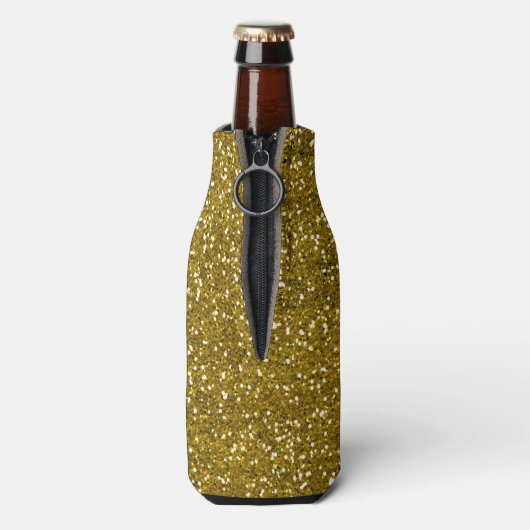 Stijlvol Glitter Gold Flesjeskoeler (Fles Achterkant)