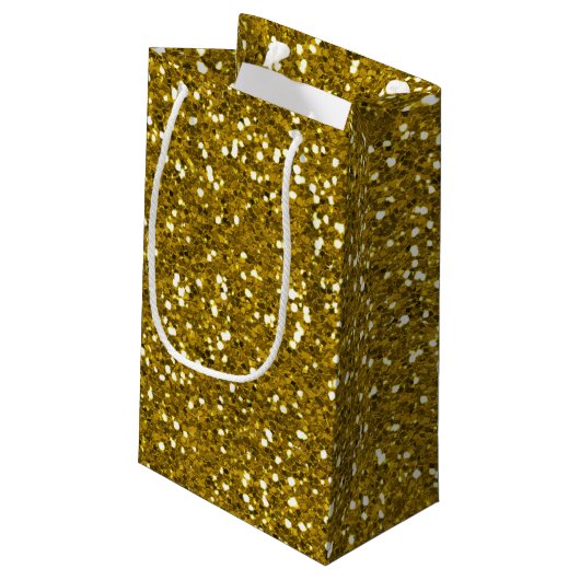 Stijlvol Glitter Gold Klein Cadeauzakje (Achterkant Gekanteld)