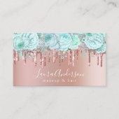 Stijlvol glitter met munt druipt make-up en haar visitekaartje (Voorkant)