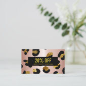 Stijlvol Glitter Roos Gold Leopard Coupon Kaart Visitekaartje (Staand voorkant)