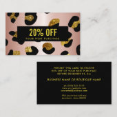 Stijlvol Glitter Roos Gold Leopard Coupon Kaart Visitekaartje (Voorkant / Achterkant)