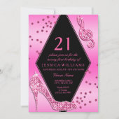 Stijlvol  Glitzy Pink 21st Birthday Kaart (Voorkant)