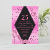 Stijlvol  Glitzy Pink 25th Birthday Kaart (Staand voorkant)