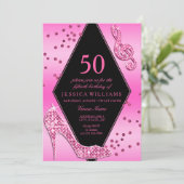 Stijlvol  Glitzy Pink 50th Birthday Kaart (Staand voorkant)