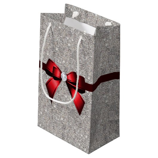 Stijlvol Glitzy Sequins Bow & Ribbon Klein Cadeauzakje (Achterkant Gekanteld)