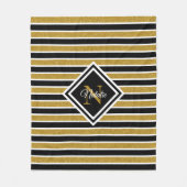 Stijlvol Gold Glitter Black White Stripes Monogram Fleece Deken (Voorkant)