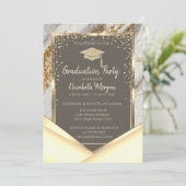 Stijlvol Gold Glitter Brush Stroke Afstuderen Kaart (Staand voorkant)