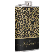 Stijlvol Gold Glitter Leopard Animal Print Monogra Heupfles (Rechts)