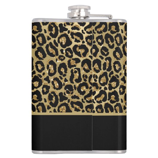 Stijlvol Gold Glitter Leopard Animal Print Monogra Heupfles (Achterkant)