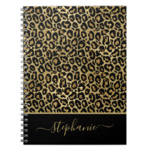 Stijlvol Gold Glitter Leopard Animal Print Monogra