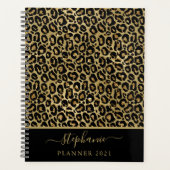 Stijlvol Gold Glitter Leopard Animal Print Monogra Planner (Voorkant)