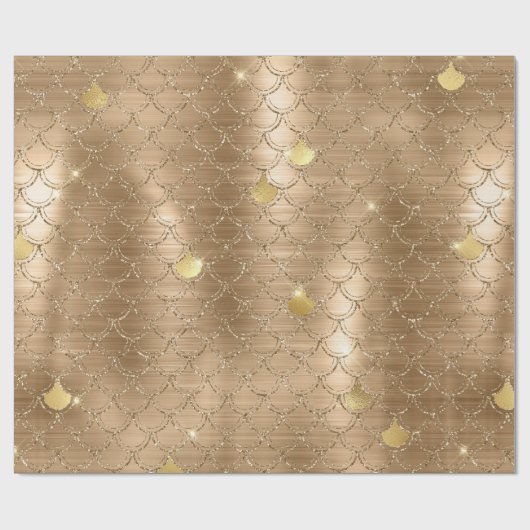 Stijlvol Gold Glitter Mermaid Fish Scaling Pattern Cadeaupapier (Vlak)