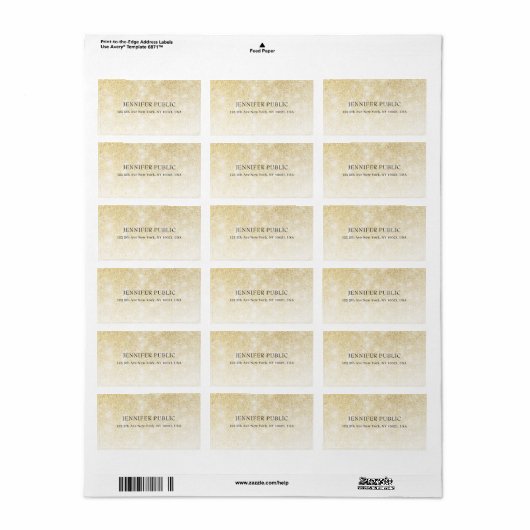 Stijlvol Gold Glitter Modern Sjabloon Trendy Desig Etiket (Full Sheet)