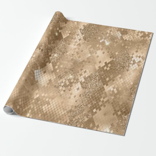 Stijlvol Gold Glitter Oerwoud Snake Skin Pattern Cadeaupapier (Uitgerold)