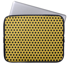 Stijlvol Gold M Laptop Hoesje met zwart puntpatroo Laptop Sleeve