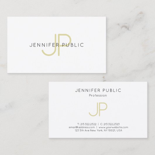 Stijlvol Gold Monogram Design Trendy Modern Plain Visitekaartje (Voorkant / Achterkant)