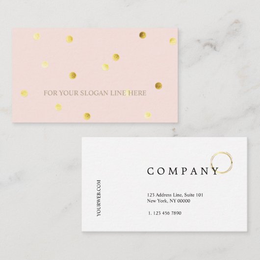 Stijlvol Gold Polka Dot Pattern Roze Visitekaartje (Voorkant / Achterkant)