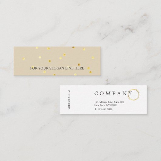 Stijlvol Gold PolkaPattern Beige Mini Visitekaartj Mini Visitekaartje (Voorkant / Achterkant)