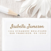 Stijlvol Gold Script White Return Address Label (Insitu)