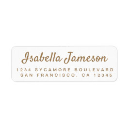 Stijlvol Gold Script White Return Address Label