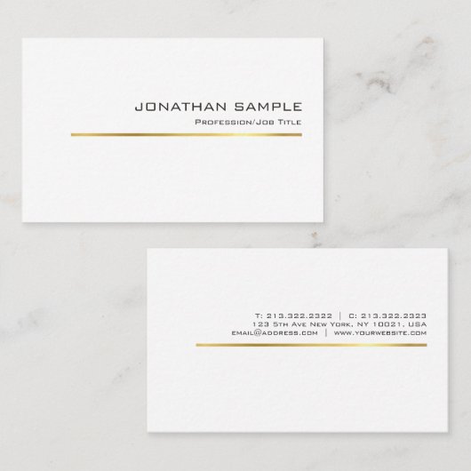 Stijlvol Gold Stripe Design Professional Chic Plai Visitekaartje (Voorkant / Achterkant)