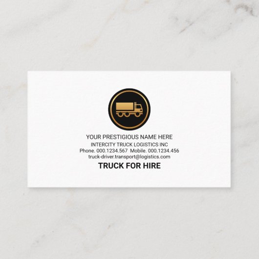 Stijlvol Gold Truck Lijst Cargo Transporter Visitekaartje (Achterkant)