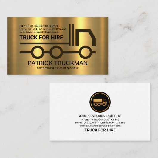 Stijlvol Gold Truck Lijst Cargo Transporter Visitekaartje (Voorkant / Achterkant)