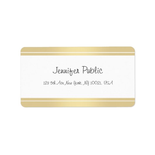 Stijlvol Gold White Handgeschreven naam Eenvoudig  Etiket (Voorkant)