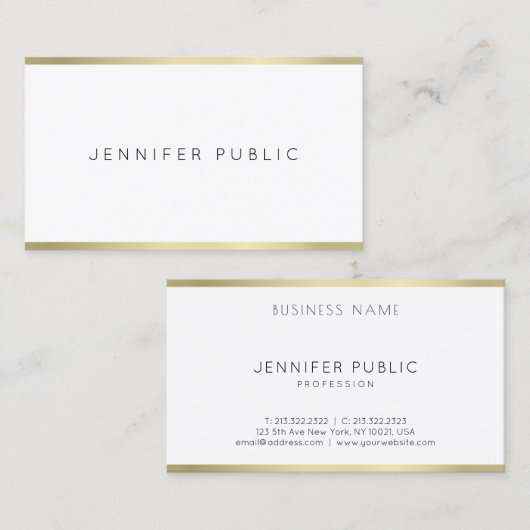 Stijlvol Gold White - Minimaal design Professional Visitekaartje (Voorkant / Achterkant)