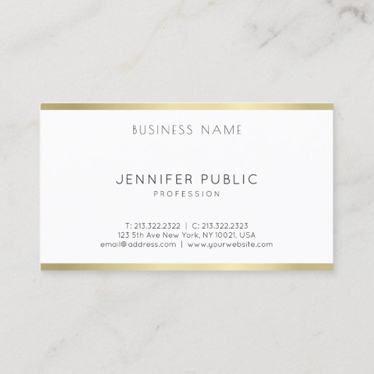 Stijlvol Gold White - Minimaal design Professional Visitekaartje (Achterkant)