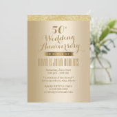 Stijlvol Golden 50th Wedding Jubileum Kaart (Staand voorkant)