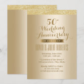 Stijlvol Golden 50th Wedding Jubileum Kaart (Voorkant / Achterkant)