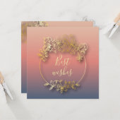 Stijlvol Golden Metallic Shiny Lijst Beste wensen Kaart (Voorkant / Achterkant in situ)