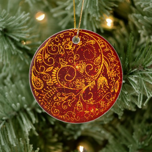 Stijlvol Golden-Red Ornament (Boom)