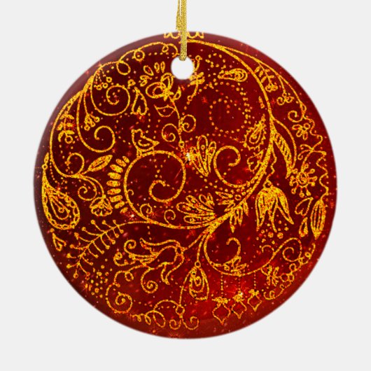 Stijlvol Golden-Red Ornament (Achterkant)