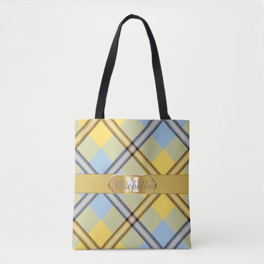 Stijlvol Golden Stripe Monogram Naam Pset Wedding Tote Bag (Voorkant)