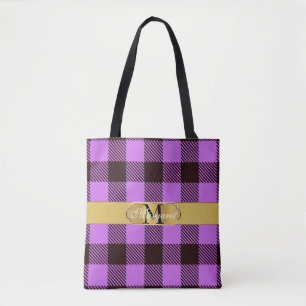 Stijlvol Golden Stripe Tartan Aangepast huwelijk Tote Bag