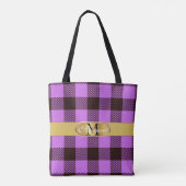 Stijlvol Golden Stripe Tartan Aangepast huwelijk Tote Bag (Achterkant)