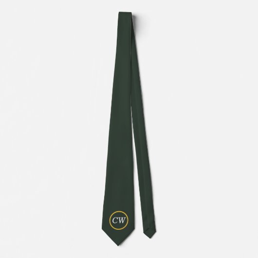 Stijlvol goud & bos groen monogram stropdas (Voorkant)