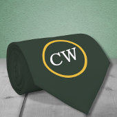 Stijlvol goud & bos groen monogram stropdas