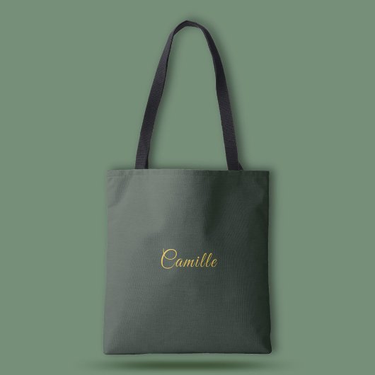 Stijlvol goud & bos groen monogram tote bag