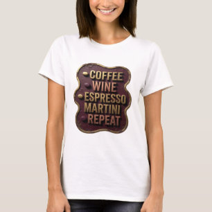 Stijlvol Goud COFFIE WIJN ESPRESSO MARTINI HERHAAL T-shirt
