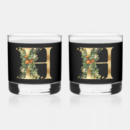 Stijlvol Goud Decoratief Initiaal H met Groen Whisky Glas