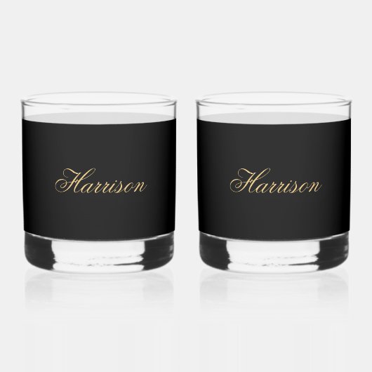 Stijlvol Goud Decoratief Initiaal H met Groen Whisky Glas (Achterkant)