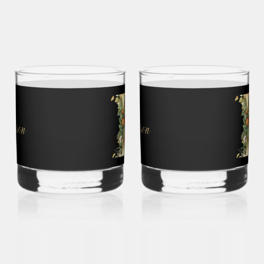 Stijlvol Goud Decoratief Initiaal H met Groen Whisky Glas (Rechts)