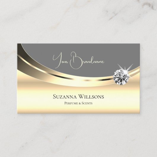 Stijlvol goud en grijs met reservediamant Modern Visitekaartje (Voorkant)