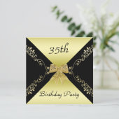 Stijlvol goud en zwart decoratief Bow 35th Birthda Kaart (Staand voorkant)