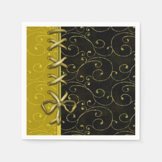 Stijlvol goud en zwart Laced Ribbon Napkins Servet (Voorkant)