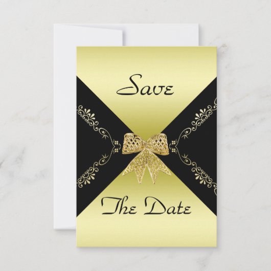 Stijlvol goud en zwarte decoratieve boeg bespaart  save the date (Voorkant)