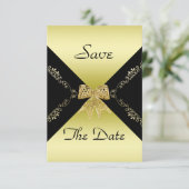 Stijlvol goud en zwarte decoratieve boeg bespaart  save the date (Staand voorkant)